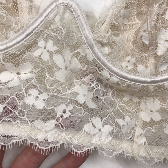 Victoria Secret Dream Angel Floral Lace Underwire Longline Bra Cream 32 D Ivory - Picture 4 of 11